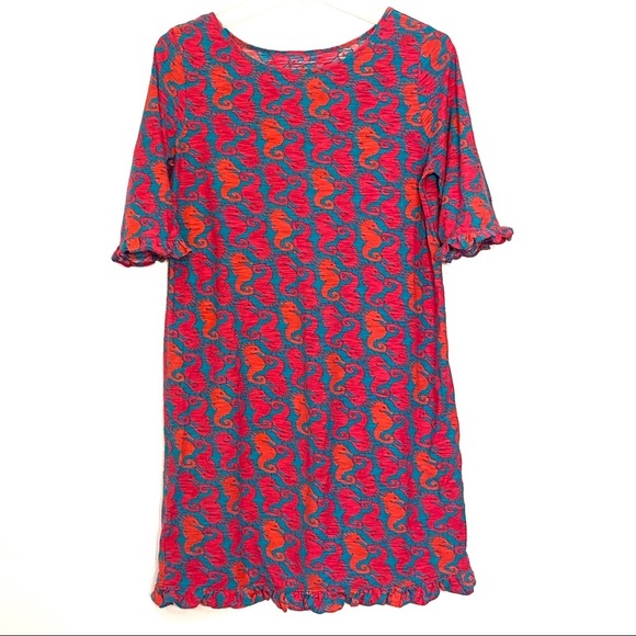 Lilly Pulitzer Seahorse Ruffle Pink Dress Coverup